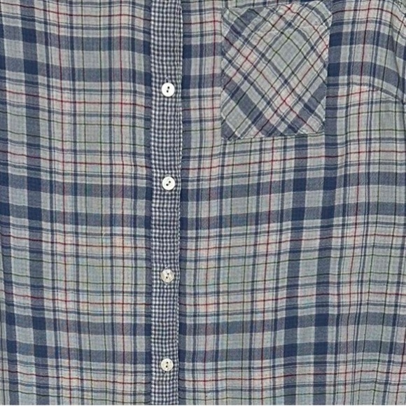 Large petite J. Jill Blue Plaid Button Front Soft Gauze
Long Sleeves - Picture 6 of 16